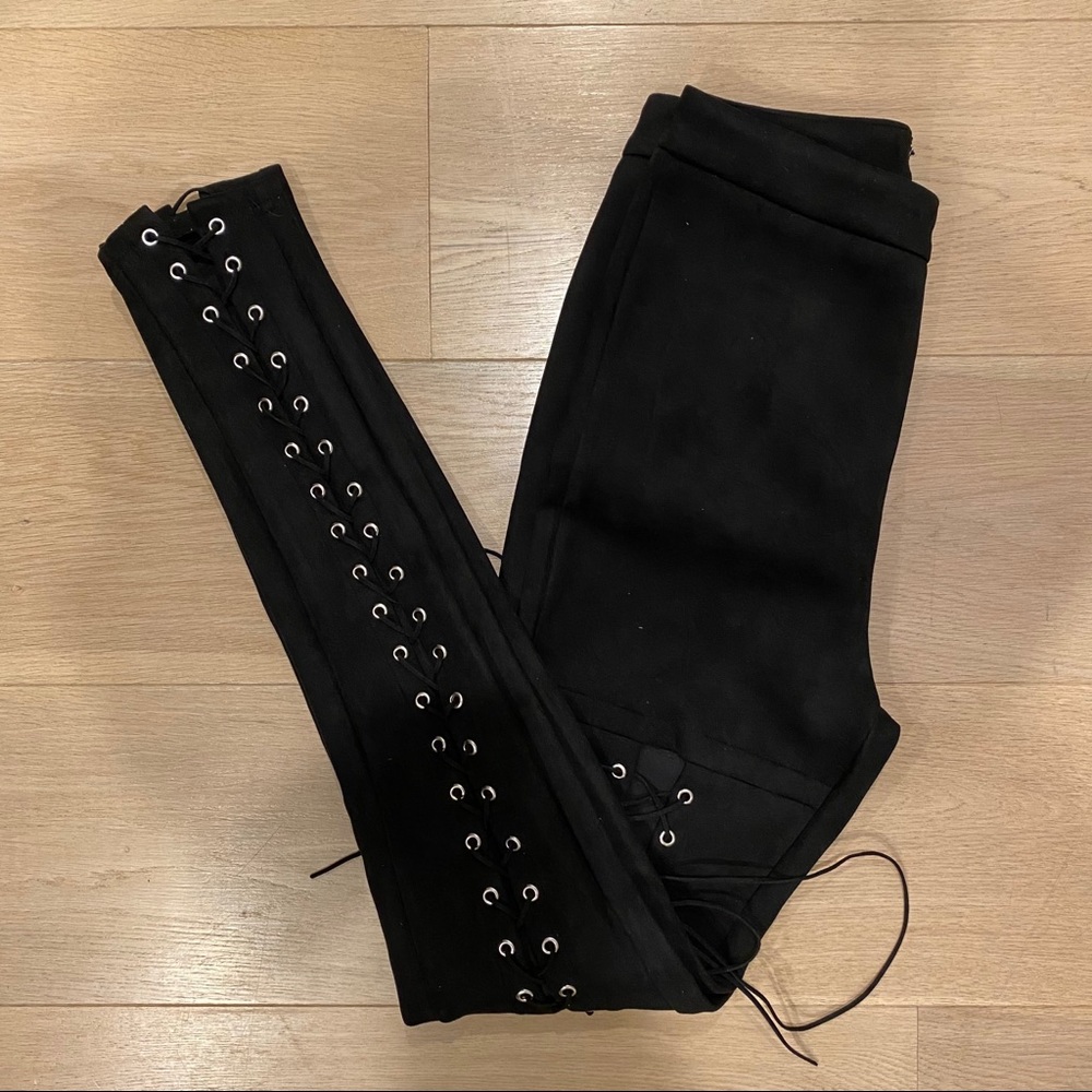 NWOT! PREMONITION | “Rebound” Suede Lace Up Pants - Picture 3 of 4